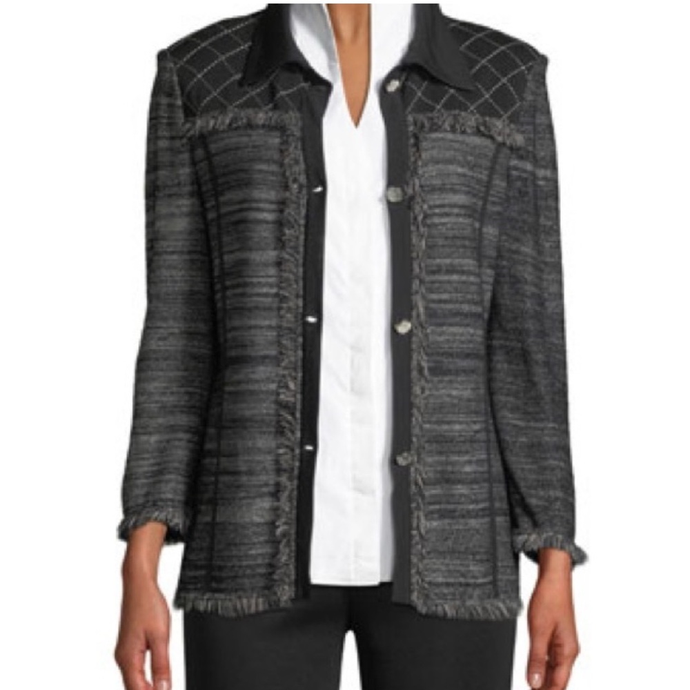 Like new MISOOK contrast trim tweed knit jacket XL